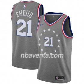Camiseta Hombre Philadelphia 76ers Joel Embiid 21 2018-19 Nike City Edition Gris Swingman